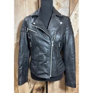 Barneys Originals Real Leather Jacket Women’s Size 10 Fitted 100% Sheep Leather